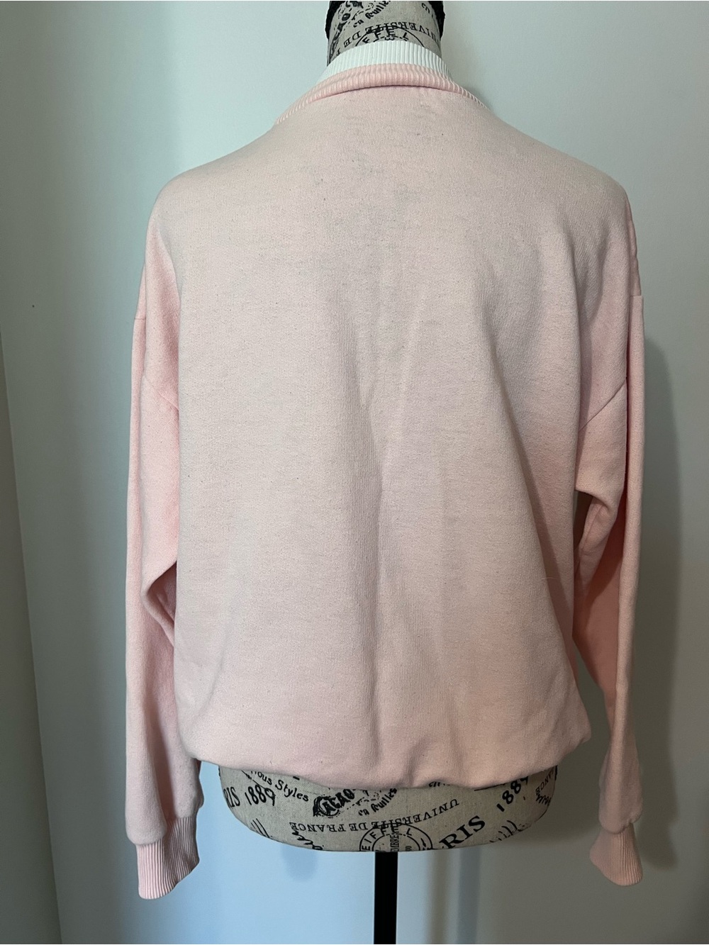 Vintage Simply Basic Pink Pastel Heart Fleece Sweatshirt Jacquard Panel M - Picture 5 of 8